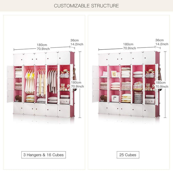 Results yozo modular closet cloth storage organizer portable kids wardrobe chest of drawer ube shelving unit multifunction toy cabinet bookshelf diy furniture pink 25 cubes