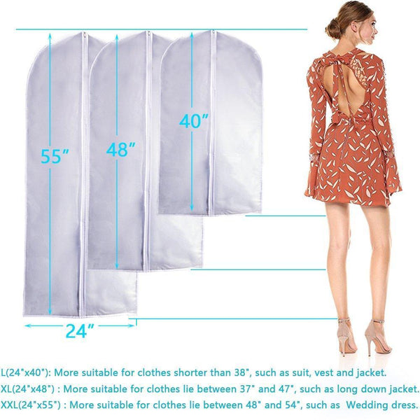 Great garment bag clear plastic breathable moth proof garment bags cover for long winter coats wedding dress suit dance clothes closet pack of 6 24 x 55