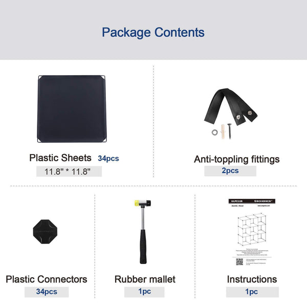 Exclusive songmics cube storage organizer 6 cube closet storage shelves diy plastic closet cabinet modular bookcase storage shelving for bedroom living room office black with rubber hammer black ulpc06h