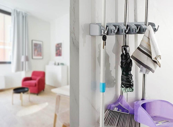 Buy digital ant mop and broom holder wall mounted garden tool storage tool rack storage organization storage hooks for home closet garage garden shed and etc 5 positions with 6 hooks