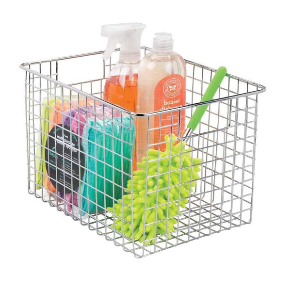 Cheap mdesign large heavy duty metal wire storage organizer bin basket built in handles for food storage kitchen cabinet pantry closet bedroom bathroom garage 12 x 9 x 8 pack of 4 chrome