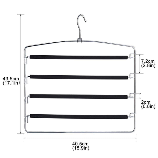 Discover doiown pants hangers slacks hangers space saving non slip stainless steel clothes hangers closet organizer for pants jeans trousers scarf 4 pack large size 17 1high x 15 9width