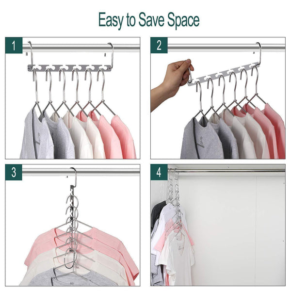 Shop here meetu space saving hangers wonder multifunctional clothes hangers stainless steel 6x2 slots magic hanger cascading hanger updated hook design closet organizer hanger pack of 20
