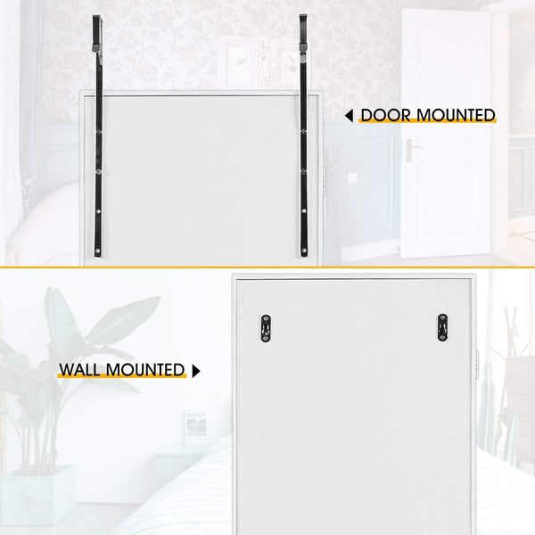 Great cloud mountain jewelry cabinet 6 leds jewelry armoire lockable wall door mounted jewelry cabinet organizer with mirror 2 drawers bedroom living room cloakroom closet white