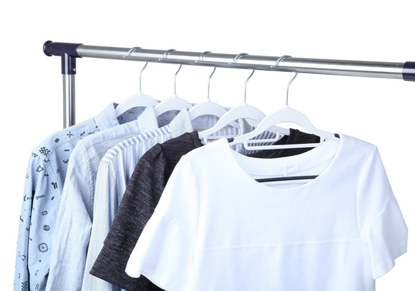 Budget finnhomy heavy duty 50 pack plastic hangers durable clothes hangers with non slip pads space saving organizer for bedroom closet great for shirts pants white