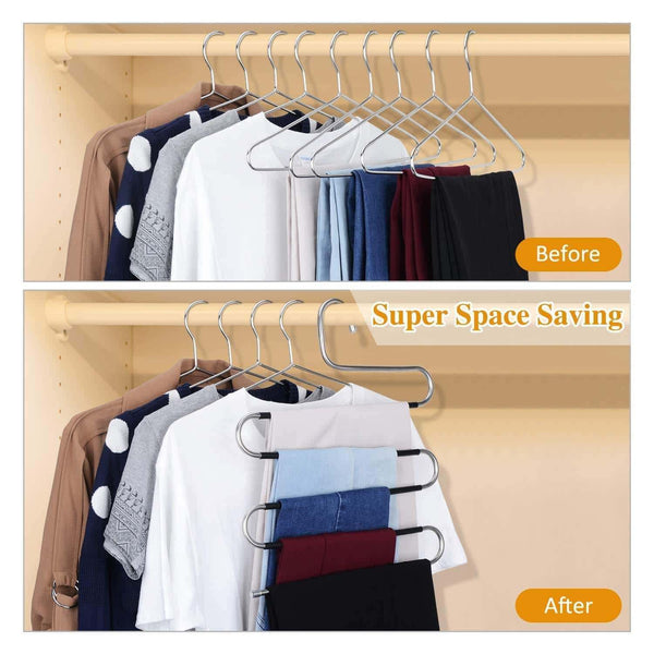 Discover the best ieoke pant hangers durable slack hangers multi layers stainless steel space saving clothes hangers closet storage for jeans trousers 4 pack