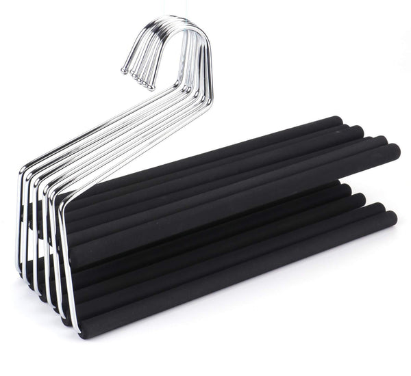 Storage bekith 6 pack 2 tier slack pant hangers open ended easy slide trouser organizer space saving non slip foam padded closet storage organizer for pants jeans trousers skirts scarf