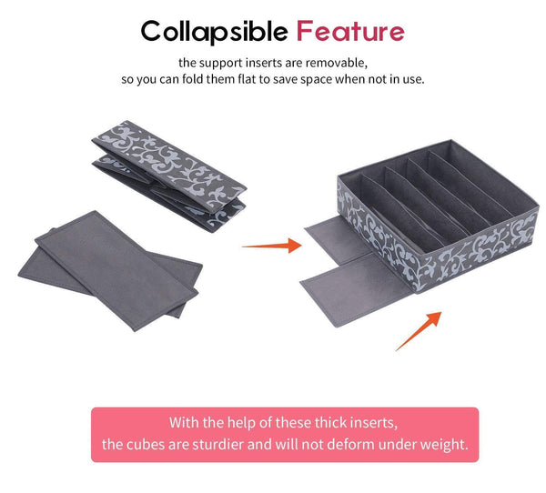 Organize with onlyeasy set of 4 closet underwear organizer drawer dividers foldable cloth storage boxes for bras socks underwears briefs ties scarves grey classic mnclss4p