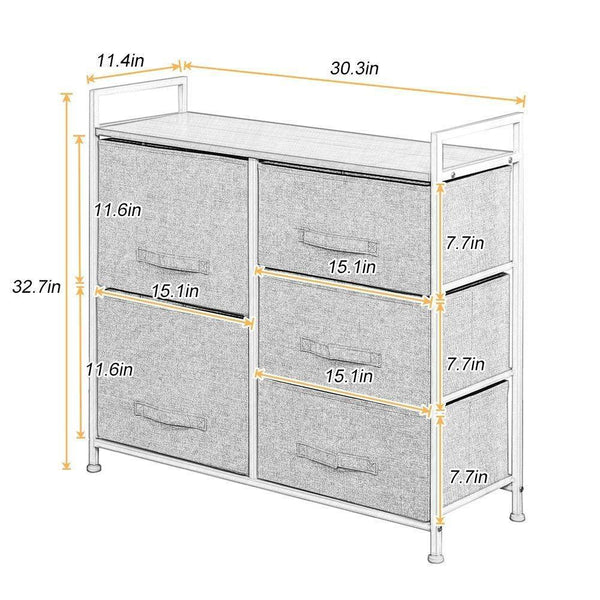 Shop soges 5 drawer storage organizer unit for bedroom play room closets entryway free standing rack metal frame with fabric bin beige 107 bm