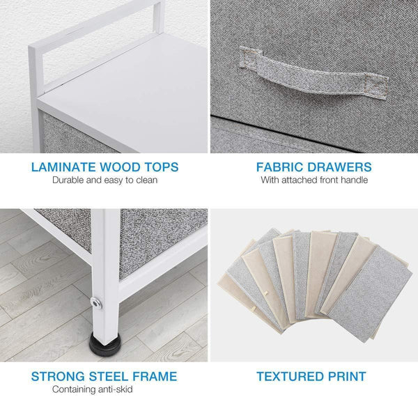 Try kingso fabric 5 drawer dresser storage tower organizer unit with sturdy steel frame and easy pull faux linen drawers for bedroom living room guest room dorm closet grey