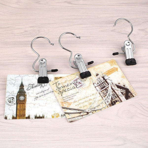 Save glasstore 6pcs stainless steel heavy duty drying racks portable hanger clips laundry hooks hanging clothes pins single clip scarf closet organizer hanger for travel and home