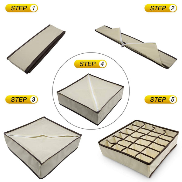 Get huizhirem 2 set underwear organizer foldable drawer divider for bras panty socks neck ties lingerie storage boxes under bed organizer closet dresser drawer foldable drawer divider