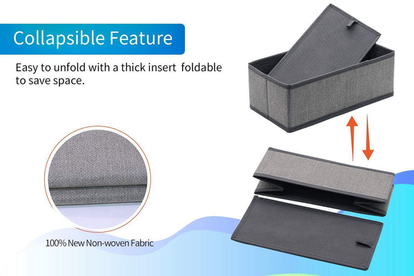Exclusive onlyeasy foldable cloth storage box closet dresser drawer organizer cube basket bins containers divider with drawers for scarves underwear bras socks ties 6 pack linen like grey mxdcb6p