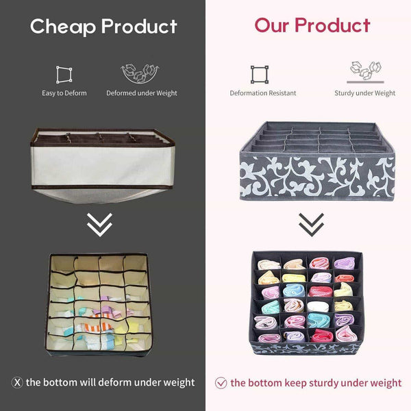 Order now onlyeasy set of 4 closet underwear organizer drawer dividers foldable cloth storage boxes for bras socks underwears briefs ties scarves grey classic mnclss4p