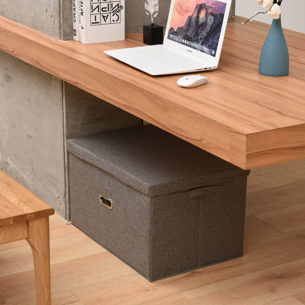 Selection polecasa storage bins with lid 2 pack removable lid collapsible stackable linen fabric storage cubes boxes containers organizer basket for home office bedroom closet and shelveslarge 38l