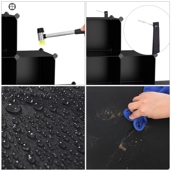 Explore songmics cube storage organizer 6 cube closet storage shelves diy plastic closet cabinet modular bookcase storage shelving for bedroom living room office black with rubber hammer black ulpc06h