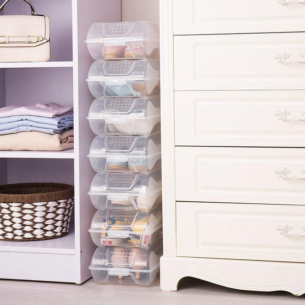 Select nice baoyouni clear shoe box closet corner storage case holder dust proof breathable organizer saving space stackable with lid for flats athletic shoes sandals heels sneakers pack of 5