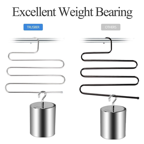 Amazon trusber stainless steel pants hangers s shape metal clothes racks with 5 layers for closet organization space saving for pants jeans trousers scarfs durable and no distortion silver pack of 4