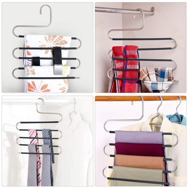 Best star fly pants hangers non slip updated s shaped 5 layers hangers closet space saver for jeans scarf tie clothes6 pack
