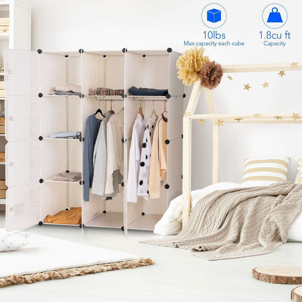 Select nice tangkula closet portable diy plastic stackable customizable bedroom dom dresser clothes closet wardrobe armoire organizing shelf cube storage with doors organizer closet 6 cubes 2 hanging sections