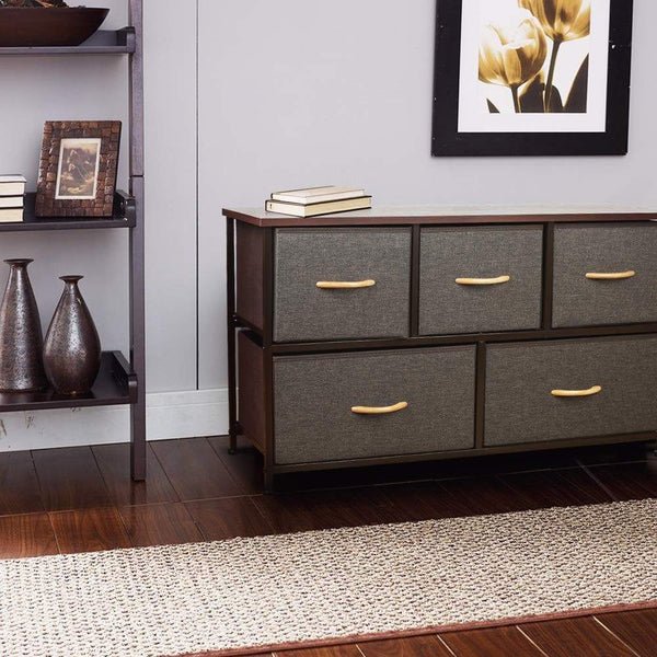 Related home dresser storage tower sturdy steel frame mdf wood top removable drawers height adjustable feet storage organizer for room hallway entryway closets 5 drawers espresso 39 5w 21 5h