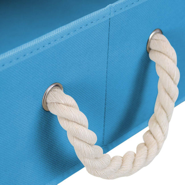 Buy now sorbus trapezoid storage bin box basket set foldable with cotton rope carry handles great for closet clothes linens toys nursery non woven fabric trapezoid bin blue