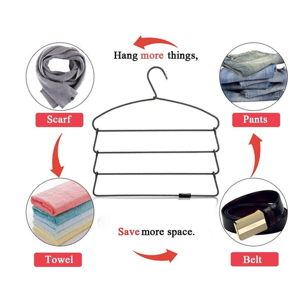 Featured bestool hangers heavy duty pant hangers non slip space saving trouser hanger wire stainless steel flocked hangers for men women and kids clothes 4 tier laundry closet hanger 6 pack