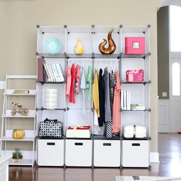 Featured unicoo diy 20 cube organizer cube storage bookcase toy organizer storage cabinet wardrobe closet deeper cube white