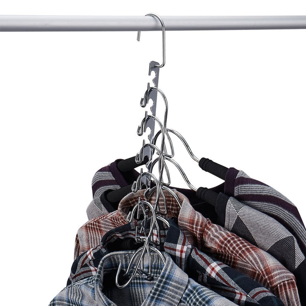 New doiown space saving hangers 4 pack closet organizer hanger stainless steel clothing hangers 4 pack