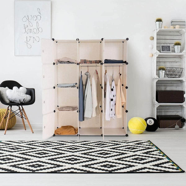 Save on tangkula closet portable diy plastic stackable customizable bedroom dom dresser clothes closet wardrobe armoire organizing shelf cube storage with doors organizer closet 6 cubes 2 hanging sections