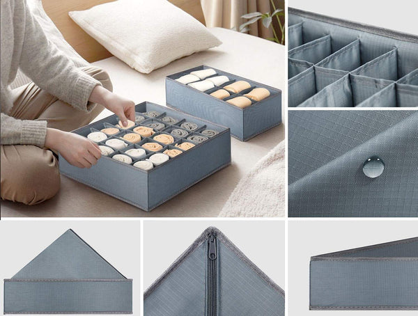 Discover underwear organizer dresser drawer organizer foldable closet drawer dividers washable sock organizer storage bra box fabric bin for baby clothes panties lingeries ties belts