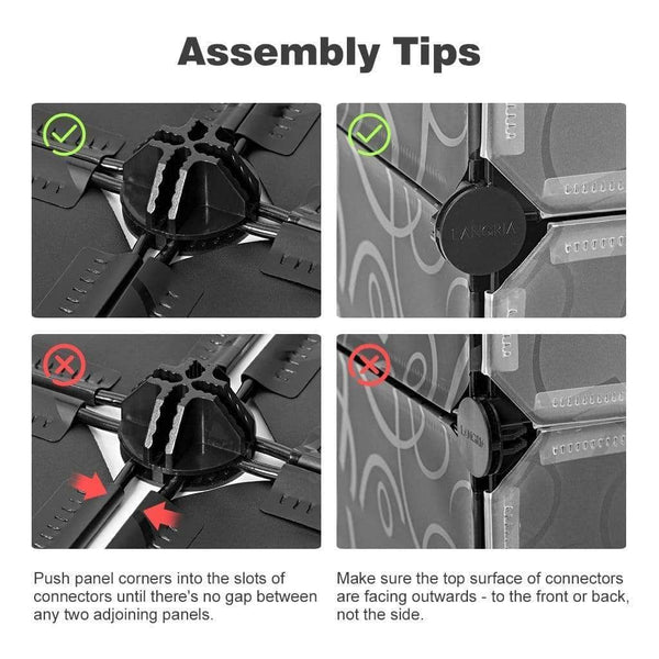 Home langria 20 storage cube organizer wardrobe modular closet plastic cabinet cubby shelving storage drawer unit diy modular bookcase closet system with doors for clothes shoes toys black and white