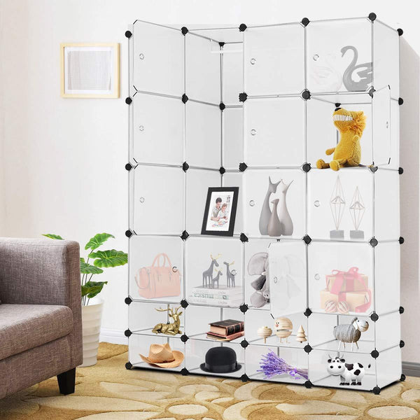 Selection tangkula portable clothes closet wardrobe bedroom armoire diy storage organizer closet with doors 16 cubes and 8 shoe racks