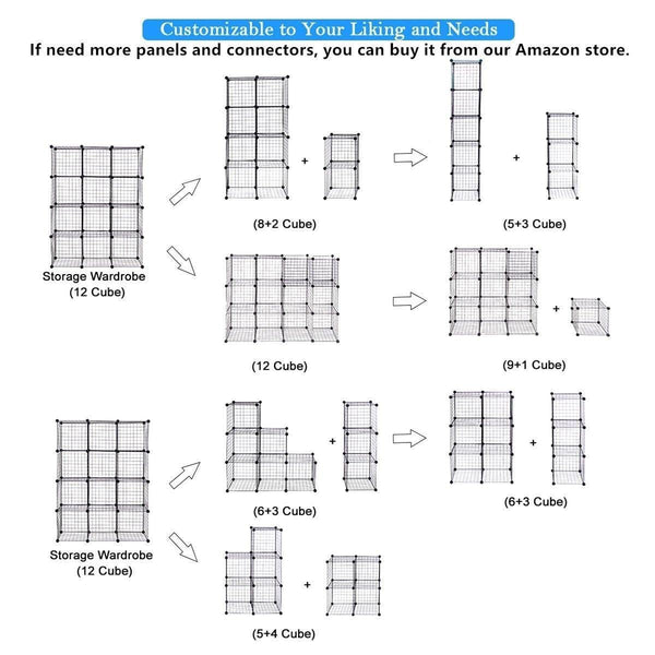 Shop for unicoo multi use diy 12 cube wire grid organizer bookcase bookshelf storage cabinet wardrobe closet toy organizer wire cube storage black wire
