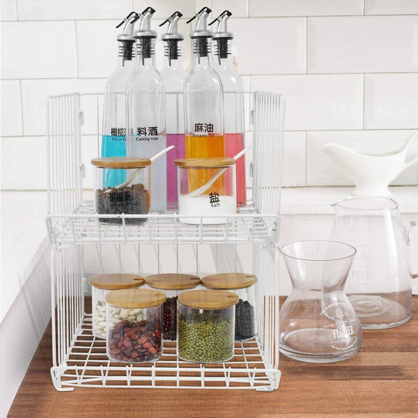 Get pup joint metal wire baskets 3 tiers foldable stackable rolling baskets utility shelf unit storage organizer bin with wheels for kitchen pantry closets bedrooms bathrooms