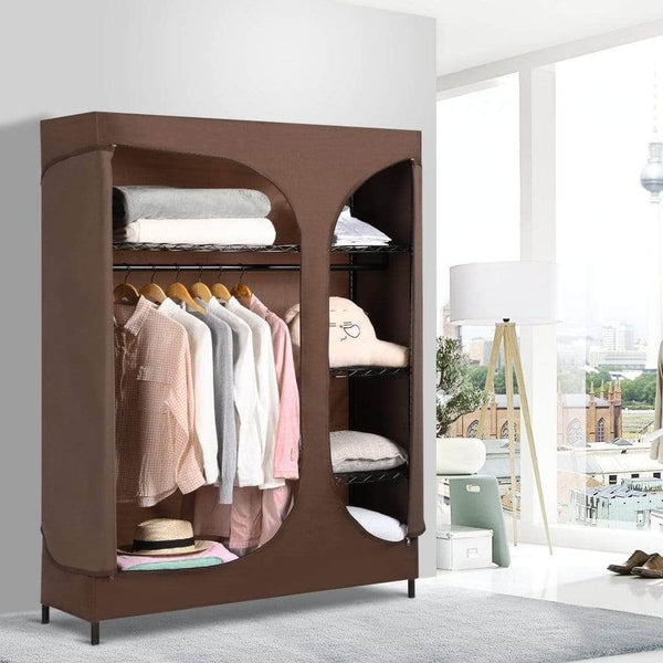 Select nice langria heavy duty wire shelving garment rack clothes rack portable clothes closet wardrobe compact zip closet extra large wardrobe storage rack organizer hanging rod capacity 420 lbs dark brown