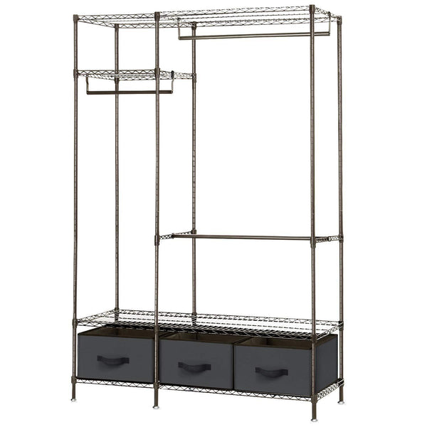 Featured lifewit full metal closet organizer wardrobe closet portable closet shelves with adjustable legs non woven fabric clothes cover and 3 drawers sturdy and durable large size