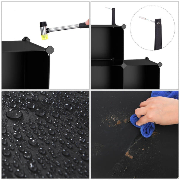 Select nice songmics cube storage organizer 16 cube book shelf diy plastic closet cabinet modular bookcase storage shelving for bedroom living room office 48 4 l x 12 2 w x 48 4 h inches black ulpc44bk