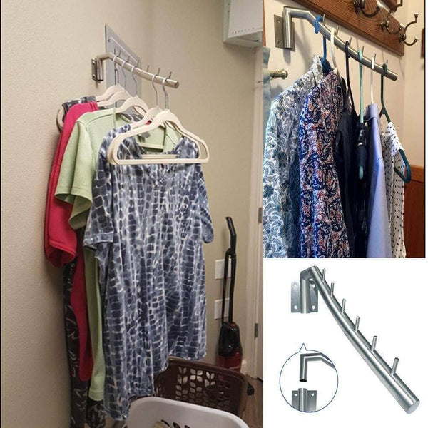 Purchase sunmall 12 6 folding wall mounted clothes hanger rack garment hook stainless steel with swing arm holder clothing hanging system closet storage organizer for bedrooms bathrooms laundry room 2 pack