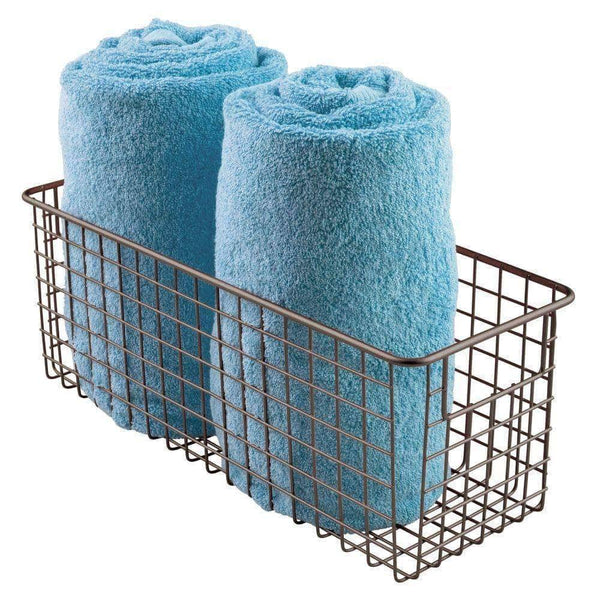 Select nice mdesign farmhouse decor metal wire bathroom organizer storage bin basket for cabinets shelves countertops bedroom kitchen laundry room closet garage 16 x 6 x 6 in 6 pack bronze
