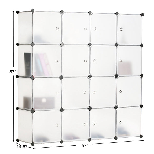 Amazon best bastuo 16 cubes diy storage cabinet clothes wardrobe closet bookcase shelf baskets modular cubes closet for toys books clothes white with doors