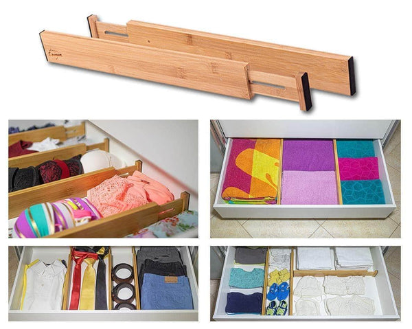 The best drawer dividers bamboo kitchen organizers set of 6 spring loaded drawer divider adjustable expandable drawer organizer best for kitchen bedroom dresser baby drawers closet
