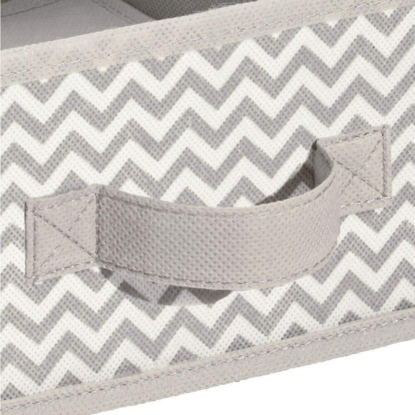 Products mdesign soft fabric over closet shelving hanging storage organizer with removable drawer for closets in bedrooms hallway entryway mudroom chevron zig zag print with solid trim taupe natural