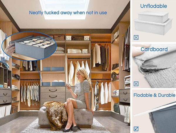 Discover the underwear organizer dresser drawer organizer foldable closet drawer dividers washable sock organizer storage bra box fabric bin for baby clothes panties lingeries ties belts