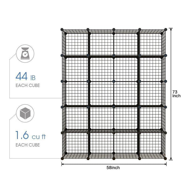 Storage kousi wire storage cubes modular metal cubbies organizer customizable metal rack cloths closet cubes storage shelves multifuncation shelving unit 8 cubes 4 hanging sections