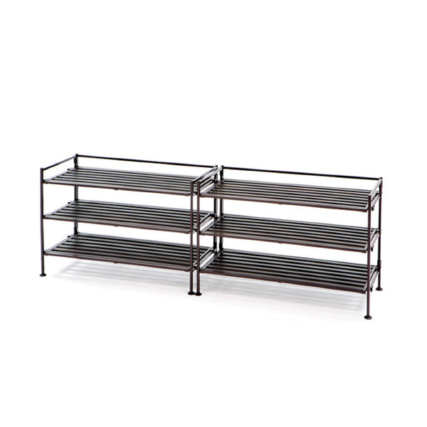 On amazon seville classics 3 tier stackable 9 pair woodgrain resin slat shelf sturdy metal frame shoe storage rack organizer 2 pack perfect for bedroom closet entryway dorm room espresso