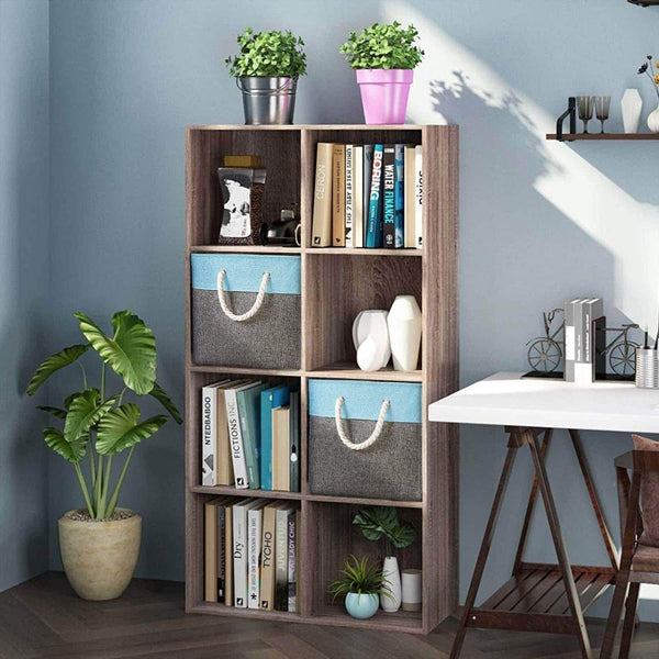 Save on prandom large foldable cube storage baskets bins 13x13 inch 3 pack fabric linen collapsible storage bins cubes drawer with cotton handles organizer for shelf toy nursery closet bedroomgray blue