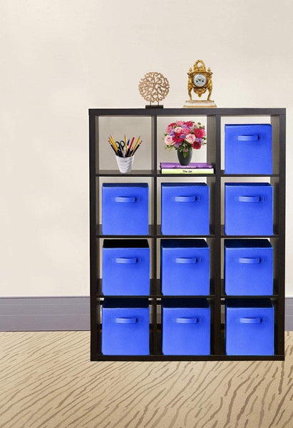 Top rated 30 pack blue storage cubes with two handles shelves baskets bins containers home decorative closet organizer household fabric cloth collapsible box toys storages drawer blue 30 pack