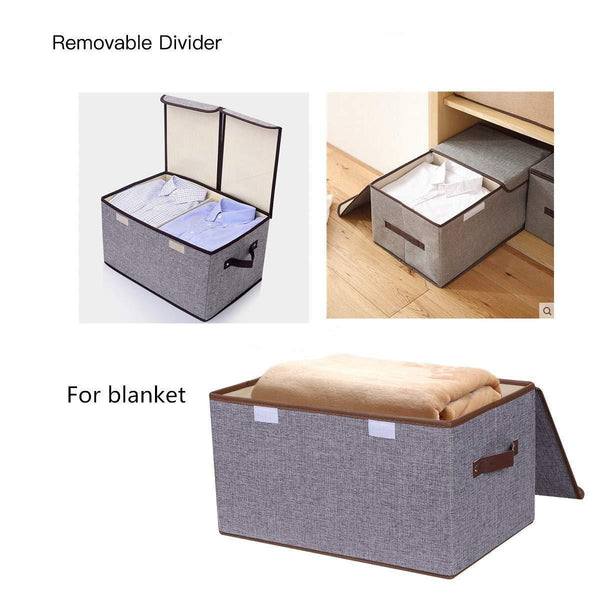 Top large fabric storage bins with lids and removable dividers collapsible linen storage boxes containers for toy nursery closet shelf living room bedroom organize2 pack beige