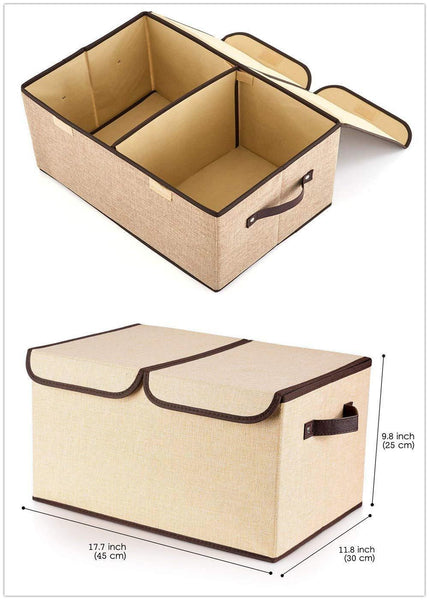 Amazon large fabric storage bins with lids and removable dividers collapsible linen storage boxes containers for toy nursery closet shelf living room bedroom organize2 pack beige